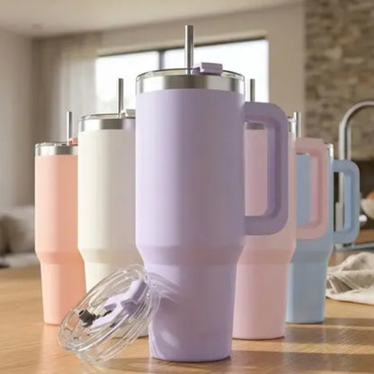 Insulated Tumbler Mug 1200ml + 5 straw
