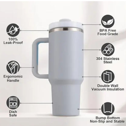 Insulated Tumbler Mug 1200ml + 5 straw