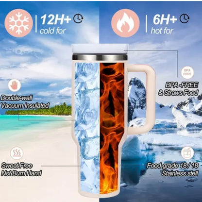 Insulated Tumbler Mug 1200ml + 5 straw